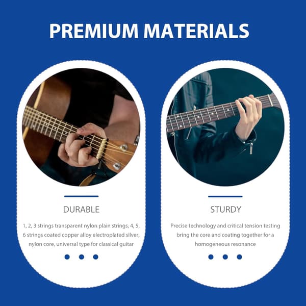 10-pack gitarr nylonsträngar folkgitarr ersättningssträngar vit nylonkärna elektropläterad