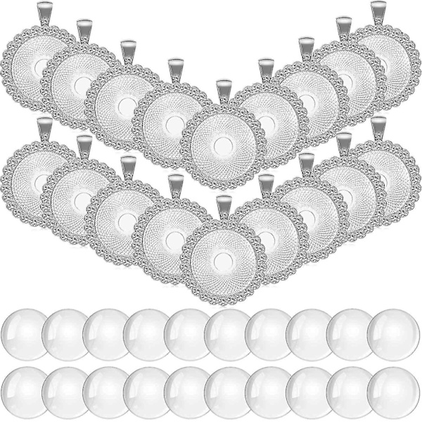 40 stk Rhinestone Bezel Vedhængsbakke Rund Klar Glas