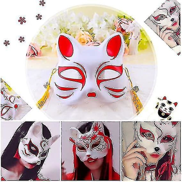 Hvit Papirmaske Kattansikt - 10 Stykker, Blankt Papirmaske For Håndmaling, Personlig Design, Egnet For Halloween Kostyme Cosplay
