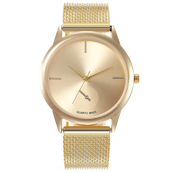 Kvinners utsøkte Creative Plastic Mesh Quartz Watch Gold-faced gold shell gold strap