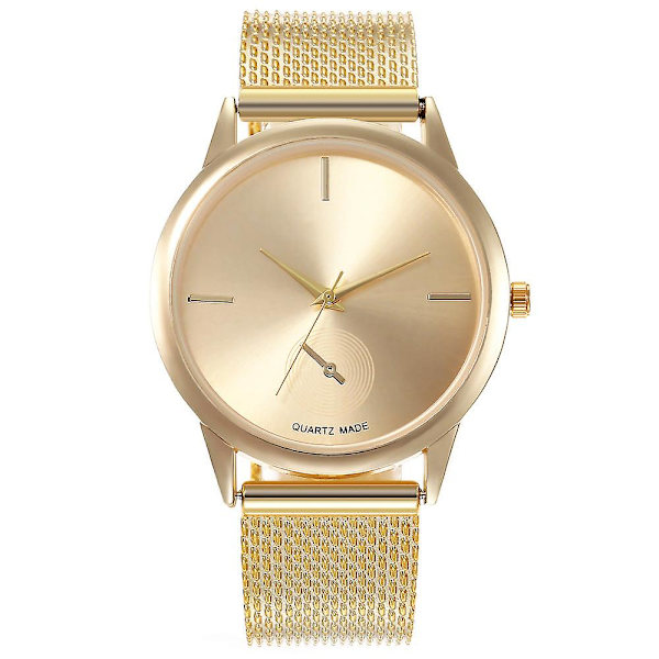 Kvinners utsøkte kreative plastnett kvartsklokke Gold-faced gold shell gold strap