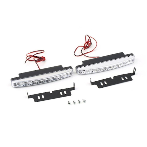 2x 8 LED Super Lyse Bil DRL Dagkørelys Hovedlampe