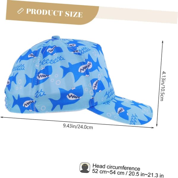 Justerbar baseballhatt Blå hai solbeskyttelseshette for gutter og 52-54 cm