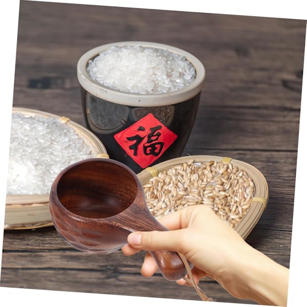 Elegant japansk teseremoni skje, ergonomisk håndtak, tresleiv for suppe, multifunksjonell vannøse