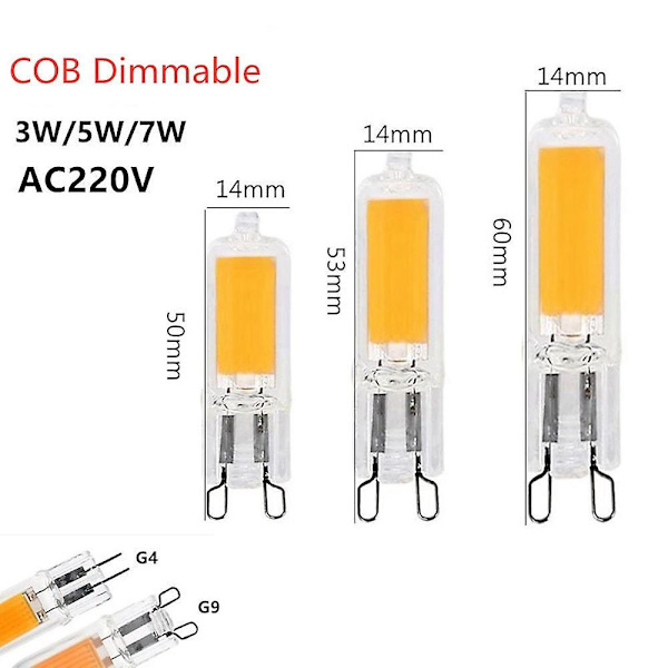 LED Pære 10 stk G9 Cob 3w 7w 5w Glas G4 Lampe G4led Spotlys