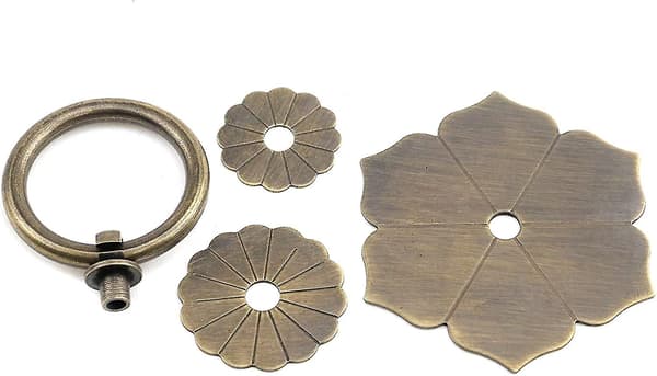 Drop Ring Knapper Antik Bronze Tone Ring Træk Blomsterform Kommode Skuffe Skab Træk - 2 stk