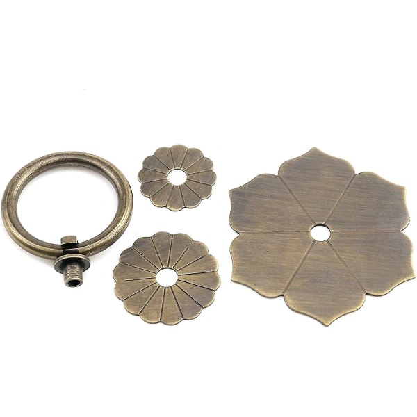 Drop Ring Knotter Antik Bronse Tone Ring Trekk Blomst Form Kommode Skuff Skap Trekk - 2stk