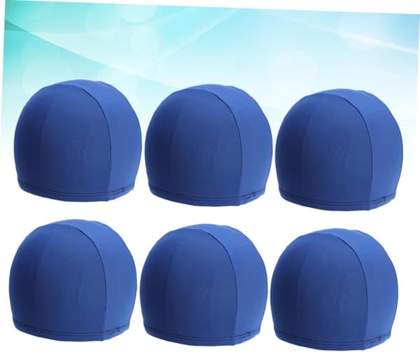 6 st vuxna universella badmössor töjbara polyester badmössor enfärgade blå duschmössor