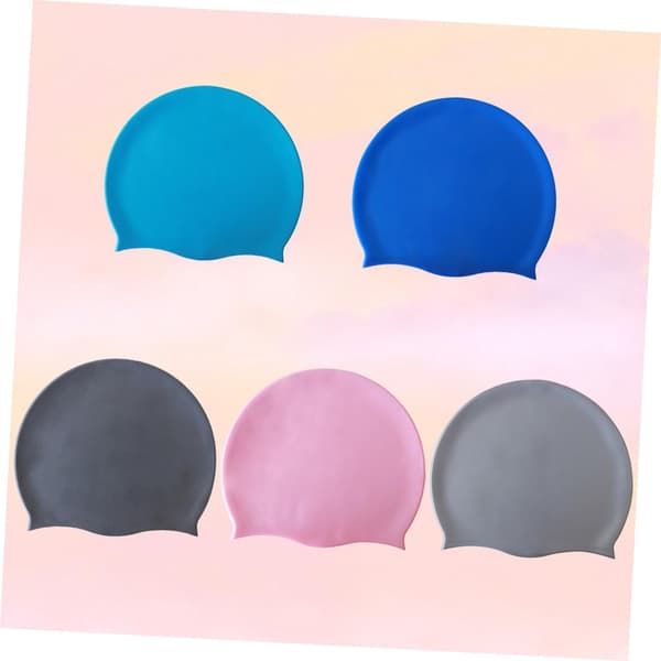 5 stk silikon svømmehette for kvinner unisex elastisk designpakke gir ørebeskyttelse