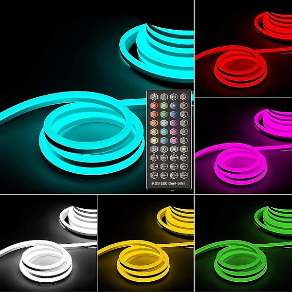 3m DC12V RGB Vanntett LED Neon Tauverk Lysstripe App Musikk
