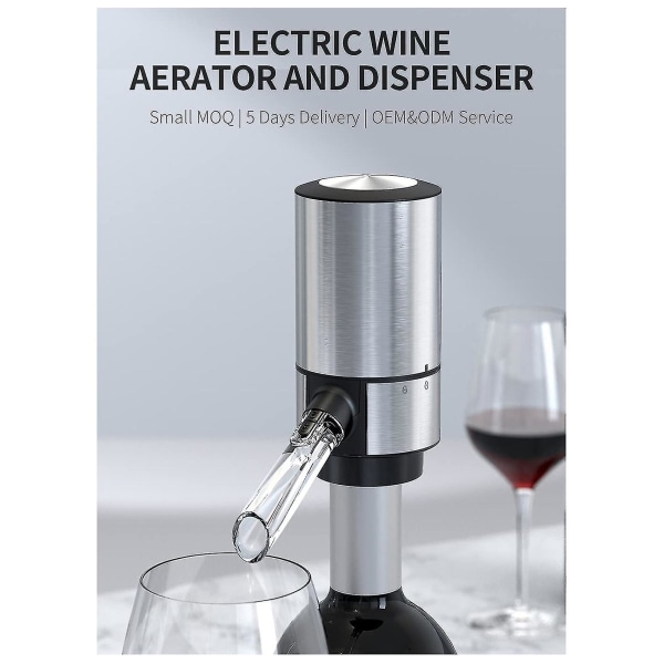 Vinbelufter, elektrisk vinskænk, automatisk vinbelufter (1 stk. sølv)