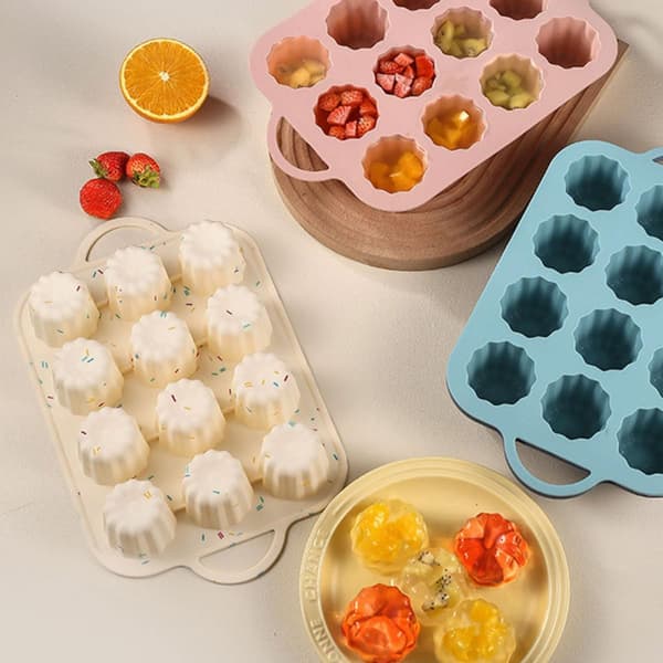 12 Cupcakeform Silikon Muffinsform Nonstick Mini Størrelse Elegant Beige Bakeverktøy for å Lage Minikaker