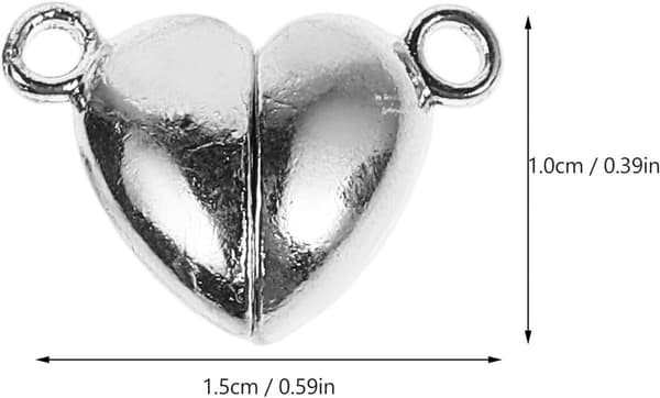 12 sæt hjerteformede magnetlåse til halskæder og armbånd, sølvlegeringsmateriale