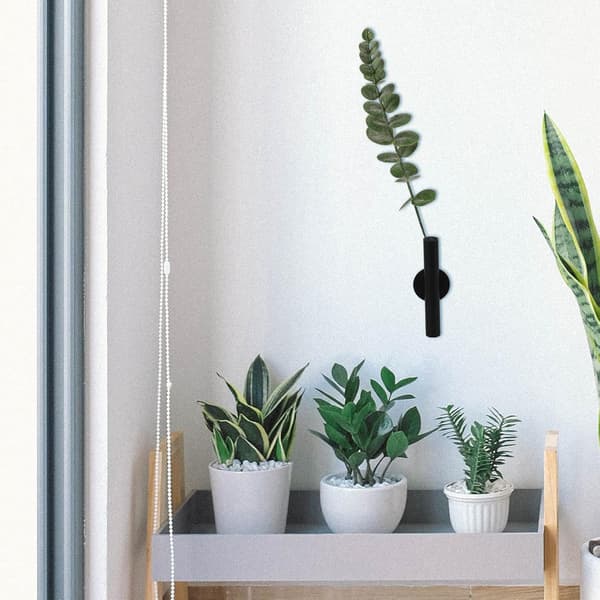 Vægmonterede blomstervaser Hængende plantepotter Sort legering Moderne design Nem installation Kompakt design