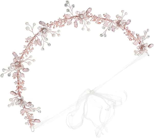 Romantisk brudehårtilbehør Legeringsblomsterhodebånd Bryllupshodeplagg Rhinestones for brud