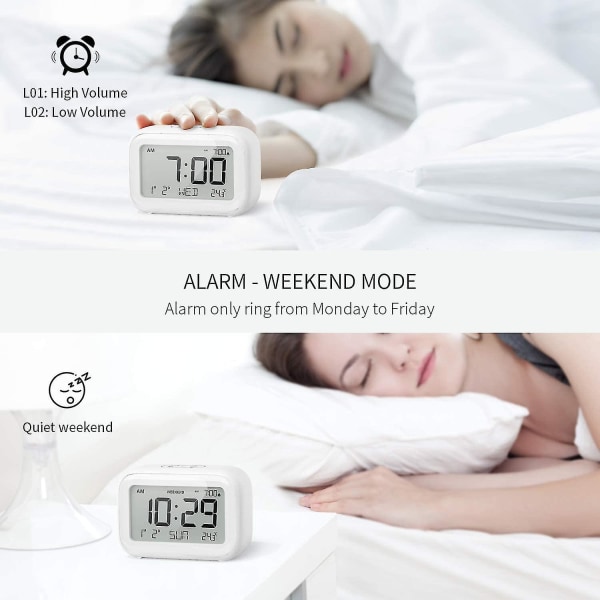 Digital väckarklocka för sovrum, resor och kontor - Modern minimalistisk stil med LCD-display