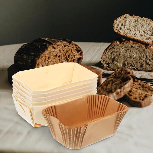 6 stk. rektangulær brødform i poppel, non-stick brødform uten bunn, jevn varmefordeling, ovnsbaking