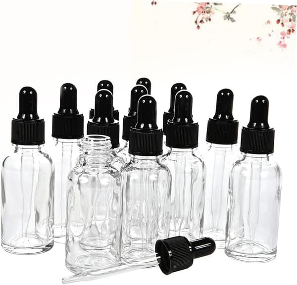 Eteriska oljeflaskor Droppflaskor 12-pack 30 ml Glas för underförpackning Resvätska Smink
