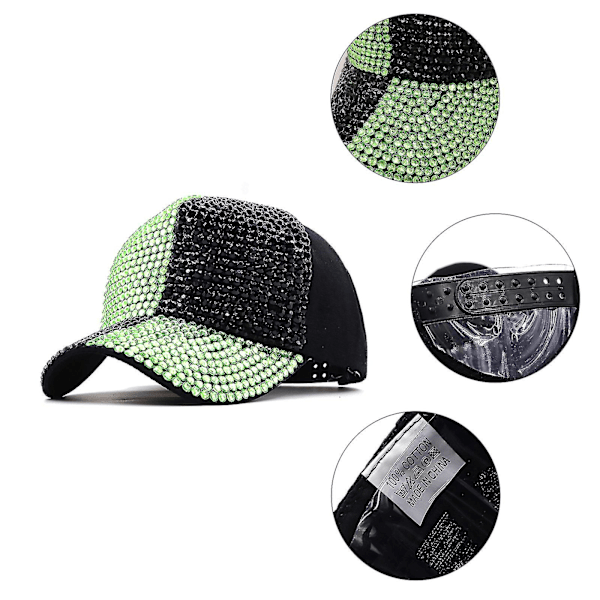 Andningsbar Baseballkeps med Strass för Utomhusfritid, Solskydd, Justerbar Red