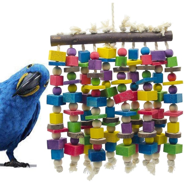 Deloky Bird Papegoja Tuggleksak Flerfärgade träklossar