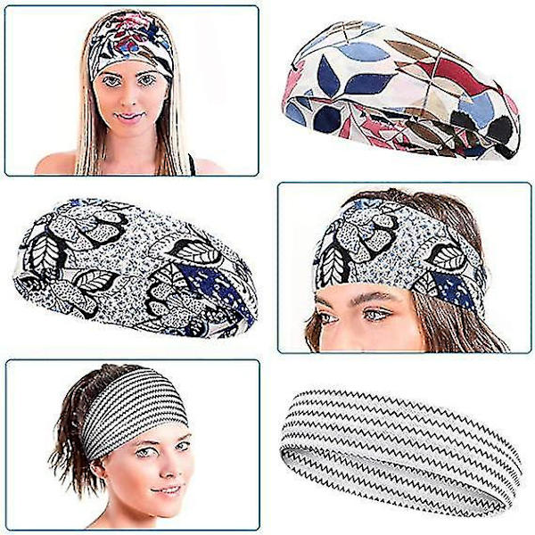 6 stk Elastiske Hodebånd Lett Myk Fuktighetsabsorberende Bandana