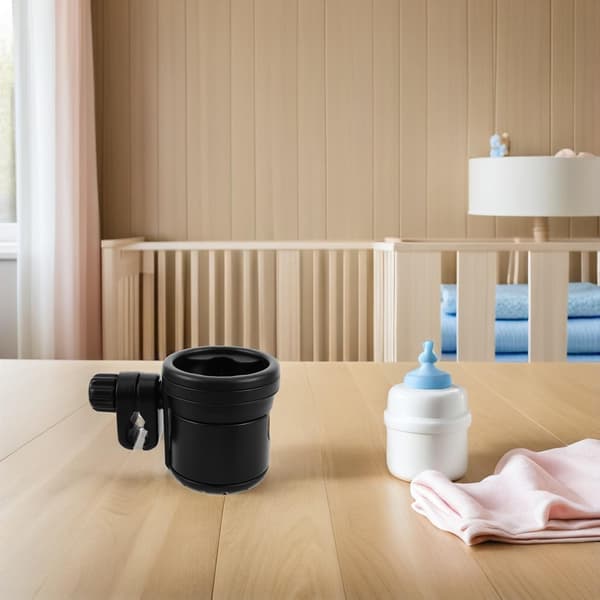 2-i-1 Roterbar Kopholder til Rollator og Kørestol, Universal Sort Drikke- og Flaskeholder