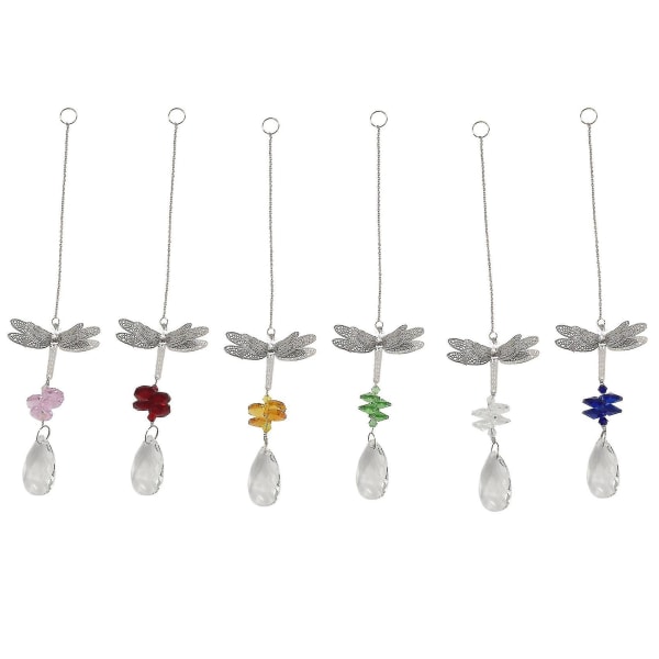 Sett med 6 Dragonfly Krystall Solfangere Prismeperler Hengende Krystaller