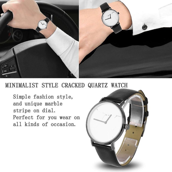 Yksinkertainen mustavalkoinen marmoriraita kvartsinahkainen watch