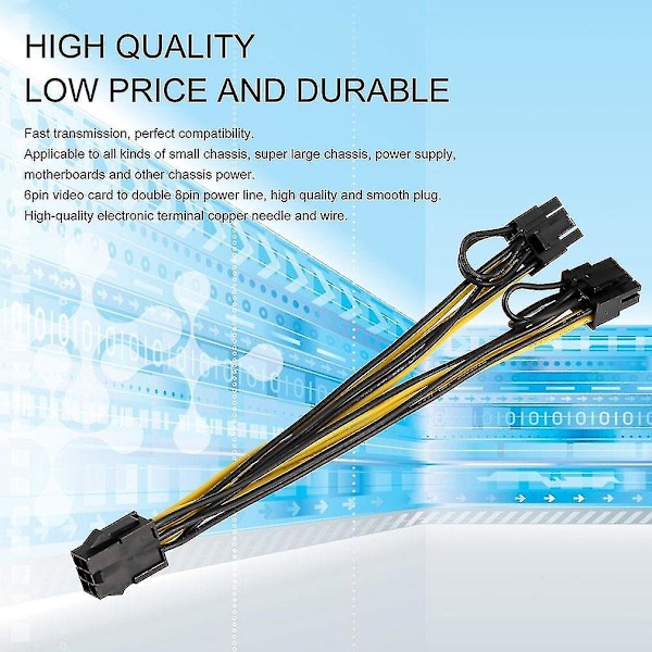 PCIe 6-nastainen 2x 8-nastaiseen liitäntäjohdon jatkojohto