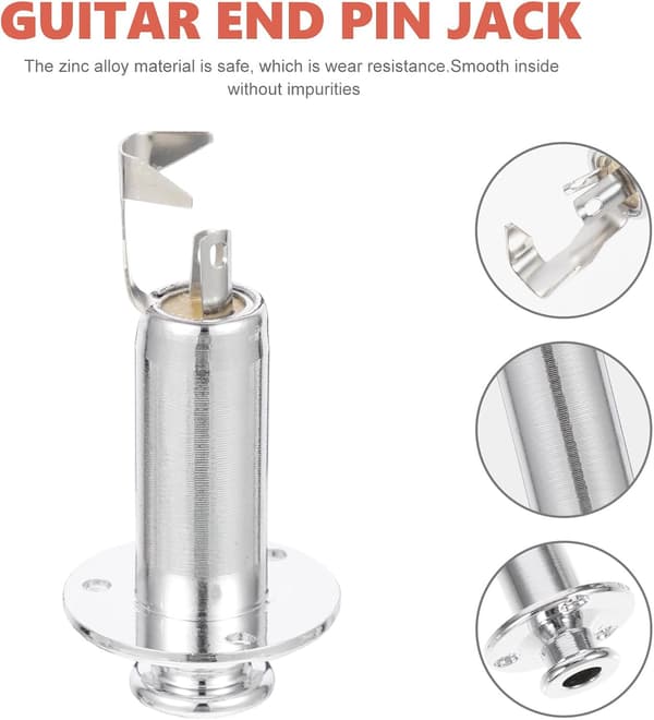 Gitar Pickup Jack Socket Sinklegering Metallplugg med jevnt og minimalt signaltap