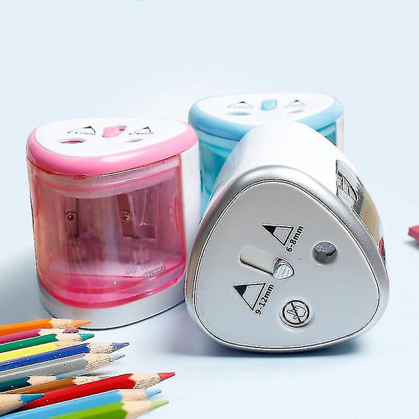 Elektrisk blyantspidser med to huller pink