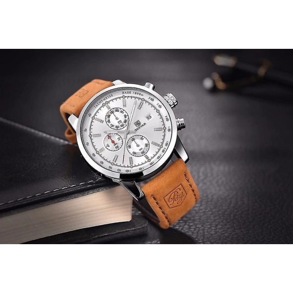 Luxury Leather Waterproof Chronograph Quartz Men Watch