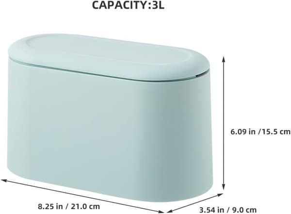 3l skrivebords søppelbøtte med dobbeltlagsdesign, blå mini søppelbøtte laget av solid PP ABS