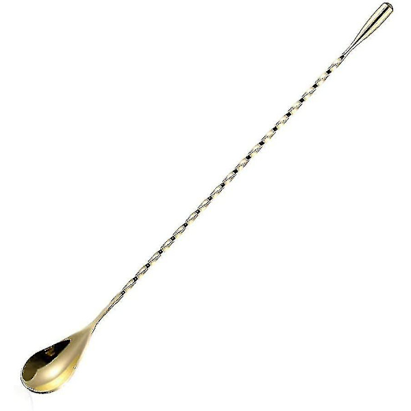 Lang rustfri stål cocktail ske - 30 cm - guld