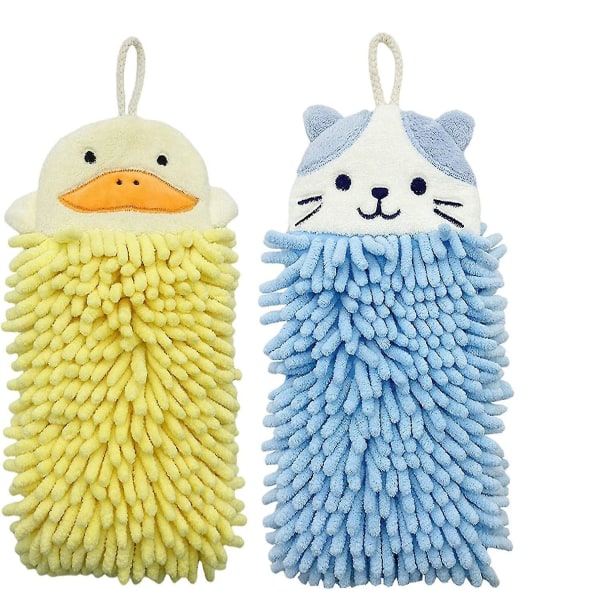 2 stk Cute Animal Håndklædesæt Plys Microfiber Hurtigttørrende