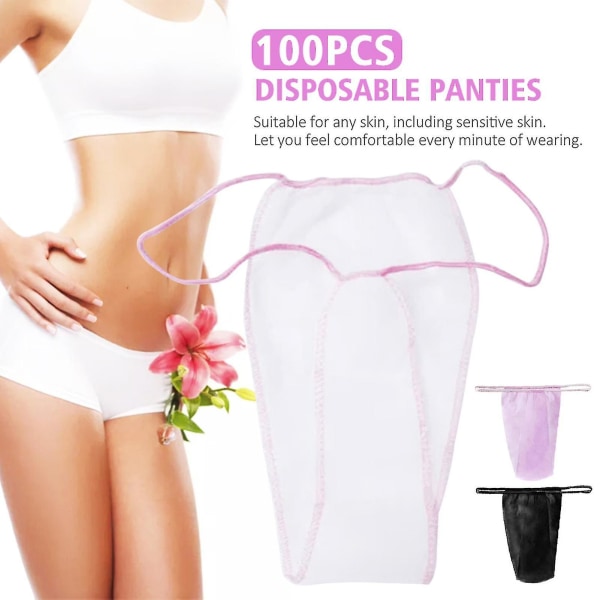 100 stk/sett Engangs Truser Midje T Thong Praktisk Kvinner Hygienisk T Thong Undertøy For Spa-yuhao White