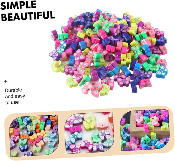 11MM Sommerfugleformede Bløde Lerperler DIY Armbåndsfremstilling Håndværkstilbehør Ca. 100 Stykker Pose