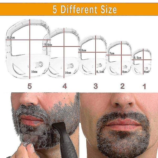 Skäggformare Getskägg Mustasch Grooming Verktyg Ansiktshår Styling Mall För Man 5 St/set, Salong Mustasch Skägg Styling black