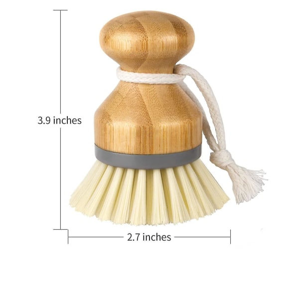 2stk Bambus Palmebørste Kjøkkenvask Rengjøringsskrubb