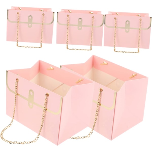 Blommig Papperspåse Presentpåse Set om 5 Handtag för Kvinnor Mångsidig Påse