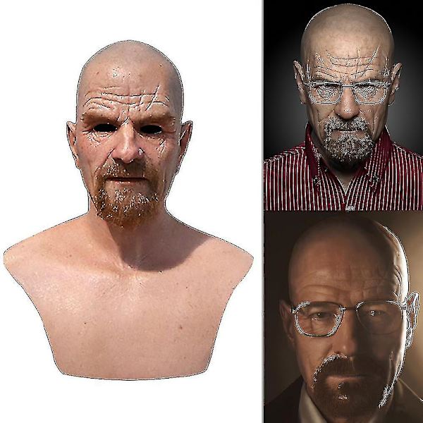 Lateksikokonainen Pääsuojus Walter White Breaking Bad Halloween Cosplay-naamio Ui