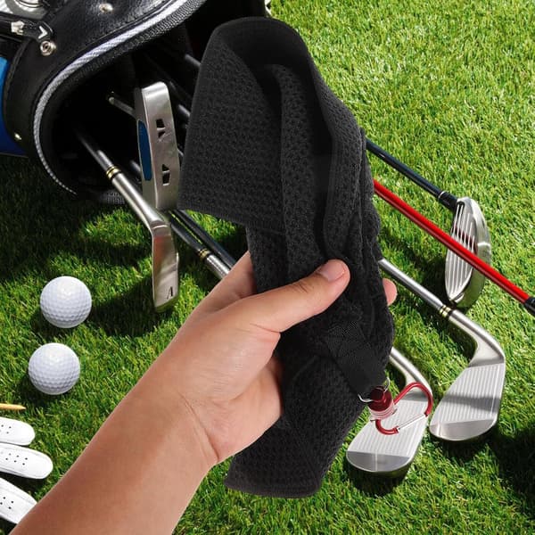 Magnetisk Golftørklædeklips Sort Mikrofiber Vaffel Golf Svedhåndklæde