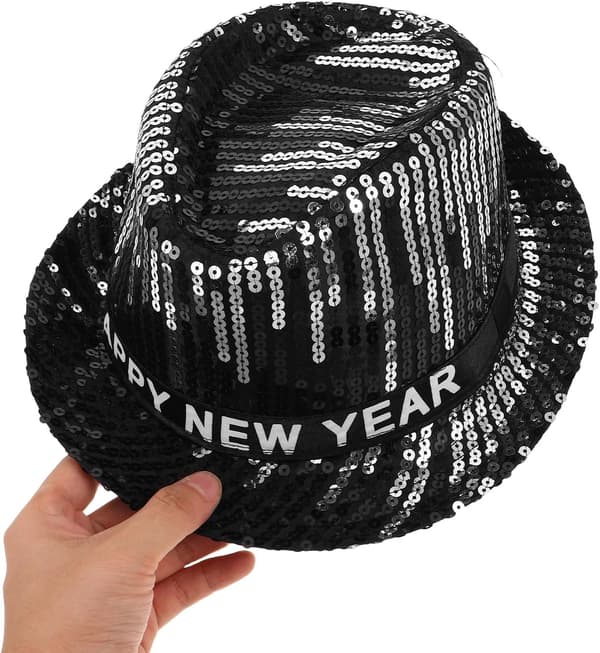 Glitter Paljett Jazzhatt: Nyttårs Glitrende Fedora - Fest Disco Hodeplagg