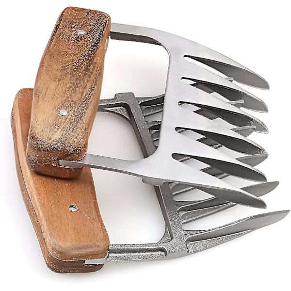 Metal Meat Claws, Ruostumattomasta Teräksestä Valmistetut Lihahaarukat Puukahvalla, Parhaat Lihapihdit Repimiseen, Vetämiseen, Käyttöön, Nostamiseen ja Lihan Tarjoiluun
