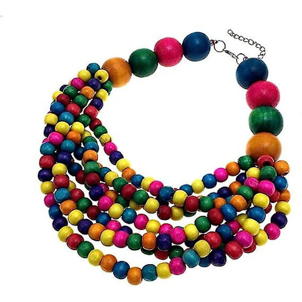 Flerfärgad pärlsträngad halsband med lager