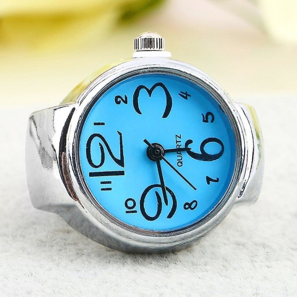 Unik stål rund elastisk kvarts fingerringklocka watch