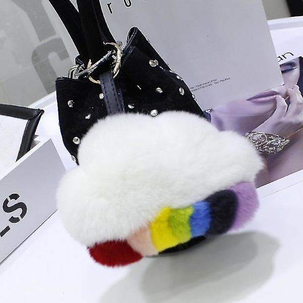 Pehmeät Pompom-Avaimenperät Sateenkaaripilvi-Riippuva Plush-Avaimenperä