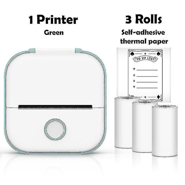 Phomemo T02 Mini Printer Bærbar Printer Termisk Udskrivning Sticker Trådløs Blækfri Lommeprinter Selvklæbende Etiketprinter -ys Green B