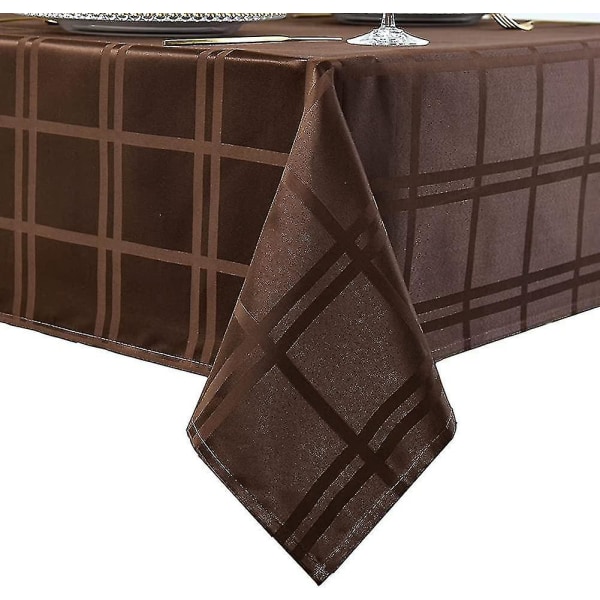 Rektangulär Duks Plaid Stil Polyester Duk Spillskyddad Skrynkel