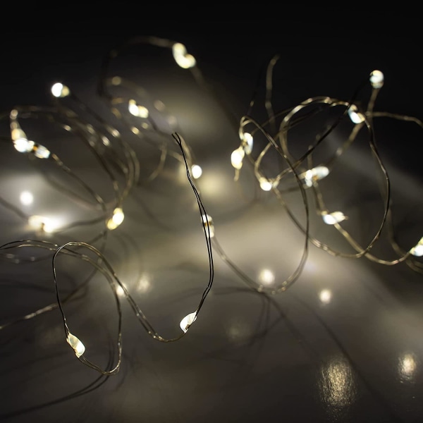 2m Batteridrevne Fe-lys | Kobbertråd Lysende 20 Mini LED